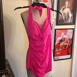 Hot pink Catalina vintage style swimsuit.